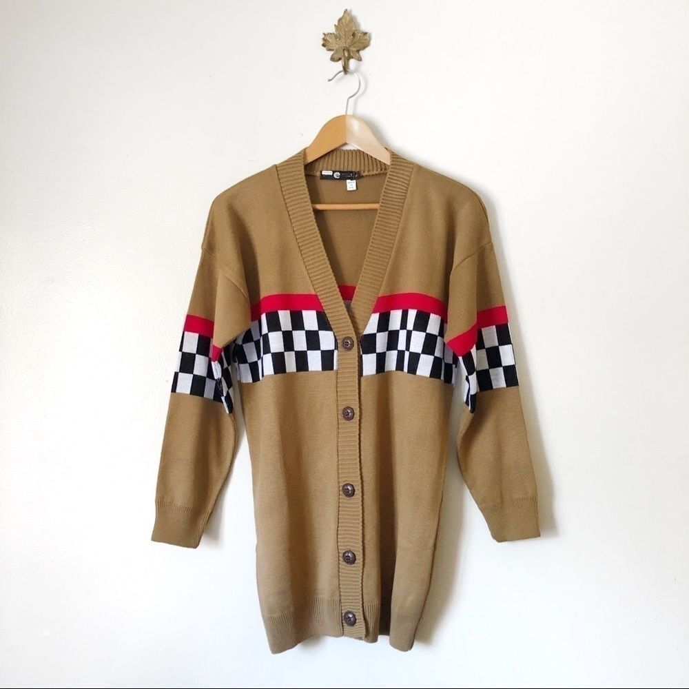 UO Daisy Street Check Grandpa Cardigan NWOT